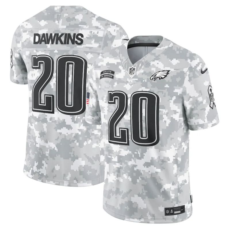 Men Philadelphia Eagles #20 Dawkins Nike Arctic Camo 2024 Salute to Service Limited NFL Jersey